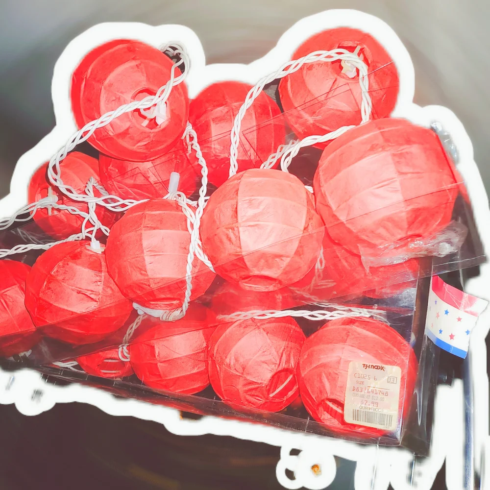 Red Paper Lantern String Lights x2